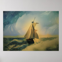 Van Gogh Sailor Boat in the Ocean