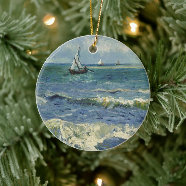 Van Gogh Seascape at Saintes Maries de la Mer Ceramic Ornament (Tree)