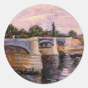 Van Gogh Seine River with Pont del Grande Jette Classic Round Sticker