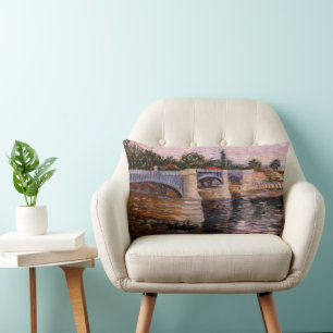 Van Gogh Seine River with Pont del Grande Jette Lumbar Pillow