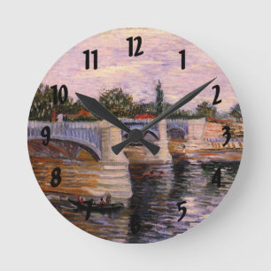 Van Gogh Seine River with Pont del Grande Jette Round Clock