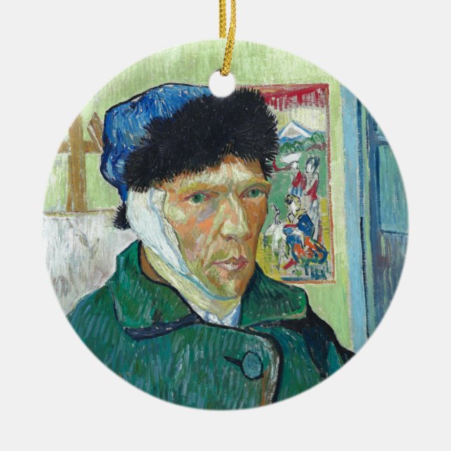 Van Gogh Self-portrait Bandaged Ear Art Painting Ceramic Ornament (Front)