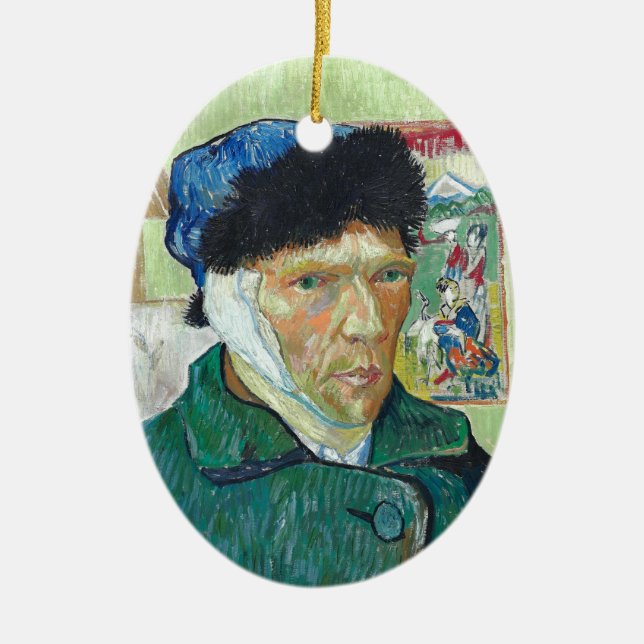Van Gogh Self-portrait Bandaged Ear Art Painting Ceramic Ornament (Front)