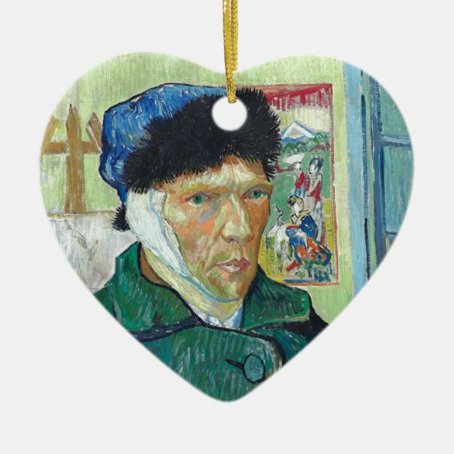 Van Gogh Self-portrait Bandaged Ear Art Painting Ceramic Ornament (Front)