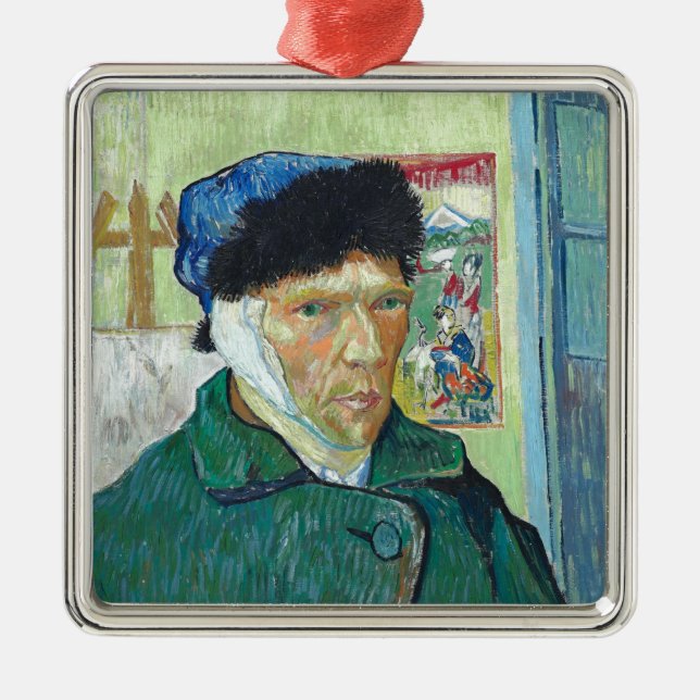 Van Gogh Self-portrait Bandaged Ear Art Painting Metal Ornament (Front)