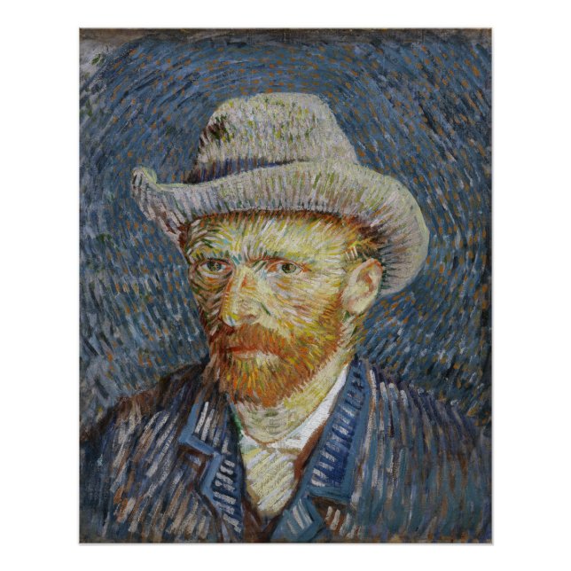 Van Gogh Self Portrait Grey Felt Hat Painting Art Poster (Front)