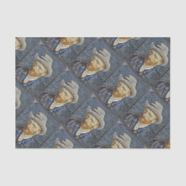 Van Gogh Self Portrait Grey Felt Hat Painting Art Tissue Paper (Front)