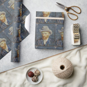Van Gogh Self Portrait Grey Felt Hat Painting Art Wrapping Paper