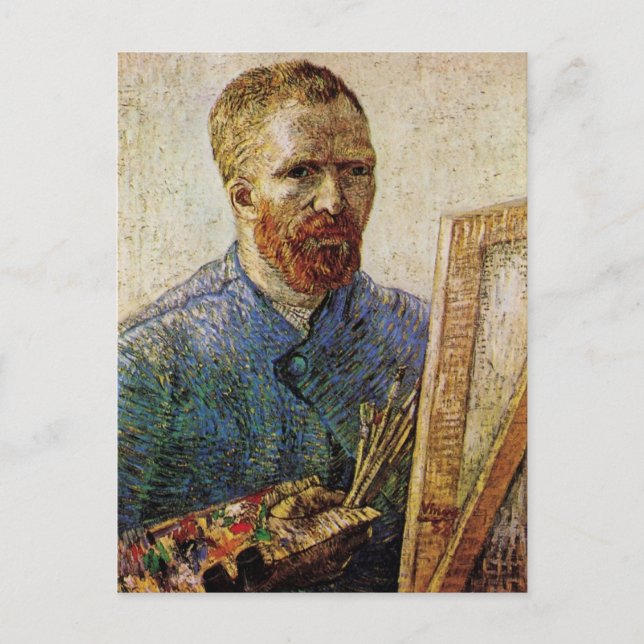 Van Gogh Self Portrait in Front of Easel Postcard (Front)