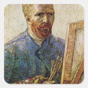 Van Gogh Self Portrait in Front of Easel Square Sticker