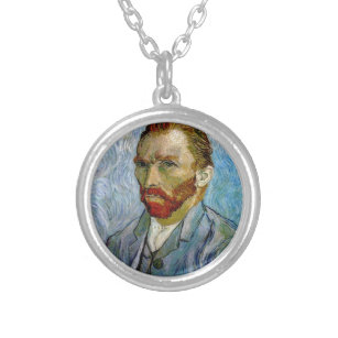 Van Gogh Self Portrait Silver Plated Necklace