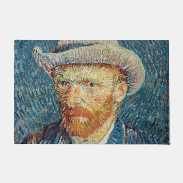 Van Gogh - Self Portrait with a Grey Felt Hat Doormat (Front)