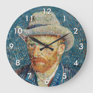 Van Gogh - Self Portrait with a Grey Felt Hat Large Clock