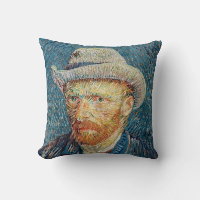 Van Gogh - Self Portrait with a Grey Felt Hat Throw Pillow (Front)