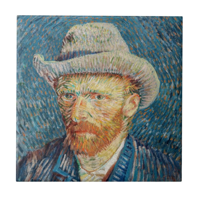 Van Gogh - Self Portrait with a Grey Felt Hat Tile (Front)