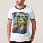 Van Gogh "Self-Portrait with a Straw Hat" T-shirt<br><div class="desc">Wear a masterpiece with this striking ringer t-shirt featuring Vincent van Gogh's iconic "Self-Portrait with a Straw Hat." The vibrant colours and expressive brushstrokes of the post-impressionist master are beautifully printed on a comfortable, high-quality tee. With its classic white body and contrasting black trim on the collar and sleeves, this...</div>