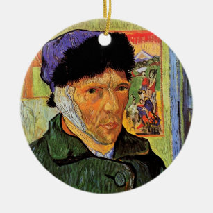 Van Gogh; Self Portrait with Bandaged Ear Ceramic Ornament