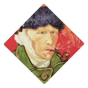 Van Gogh - Self Portrait with Bandaged Ear & Pipe Graduation Cap Topper
