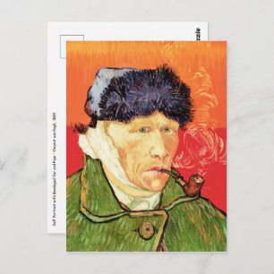 Van Gogh - Self Portrait with Bandaged Ear & Pipe Postcard