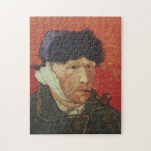 VAN GOGH - self portrait with linked ear and pipe Jigsaw Puzzle