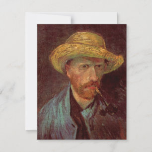 Van Gogh Self Portrait with Straw Hat and Pipe
