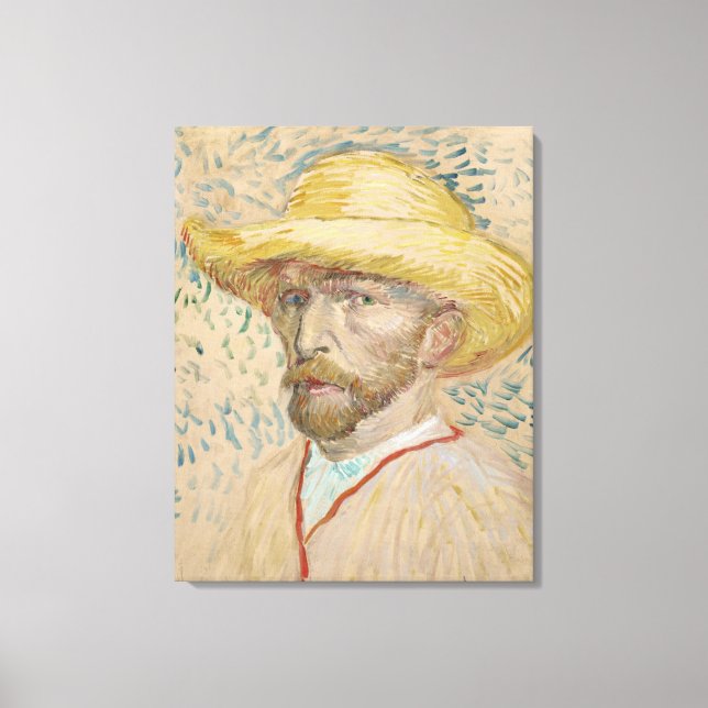 Van Gogh Self-portrait with straw hat Canvas Print (Front)