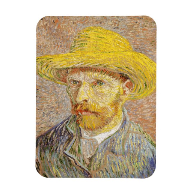 Van Gogh Self Portrait with Straw Hat Magnet (Vertical)