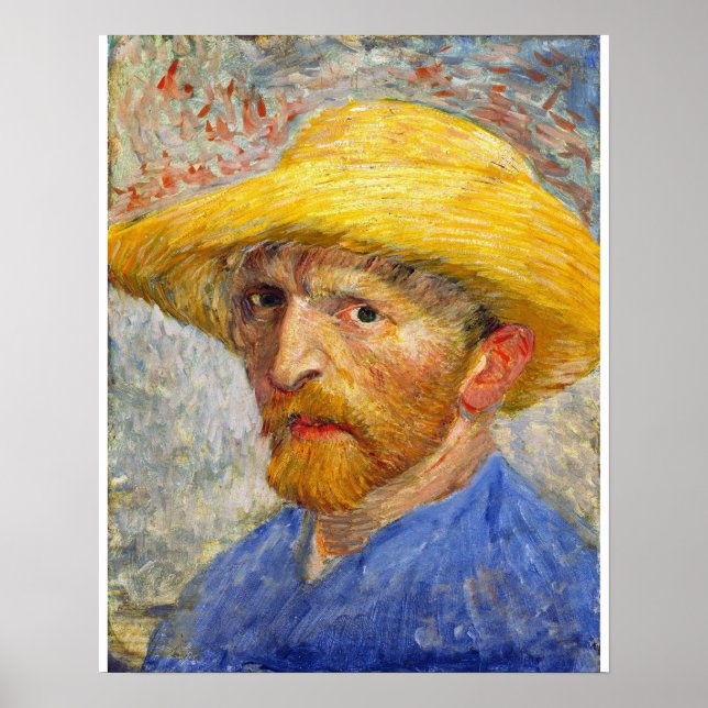 Van Gogh Self Portrait with Straw Hat Poster (Front)
