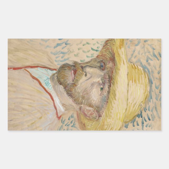 Van Gogh Self-portrait with straw hat Sticker (Front)