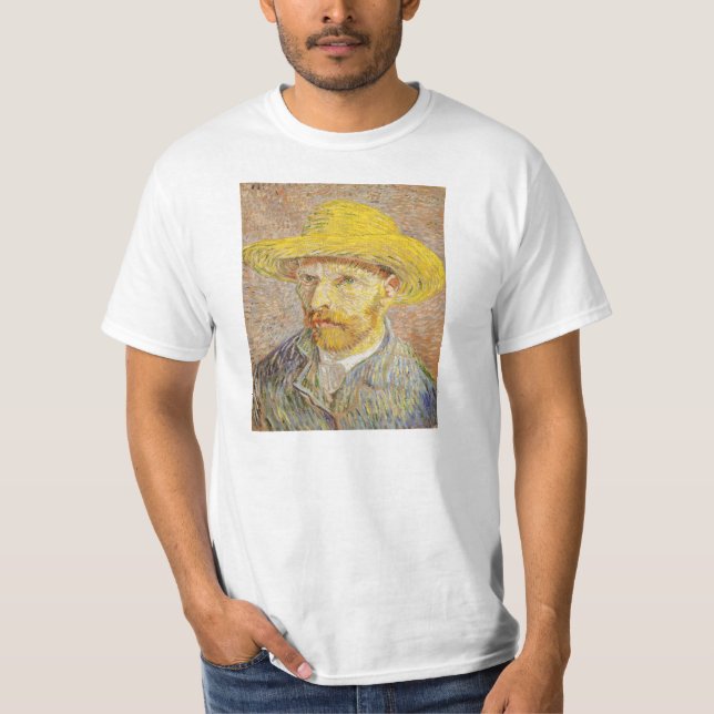 Van Gogh Self Portrait with Straw Hat T-shirt (Front)