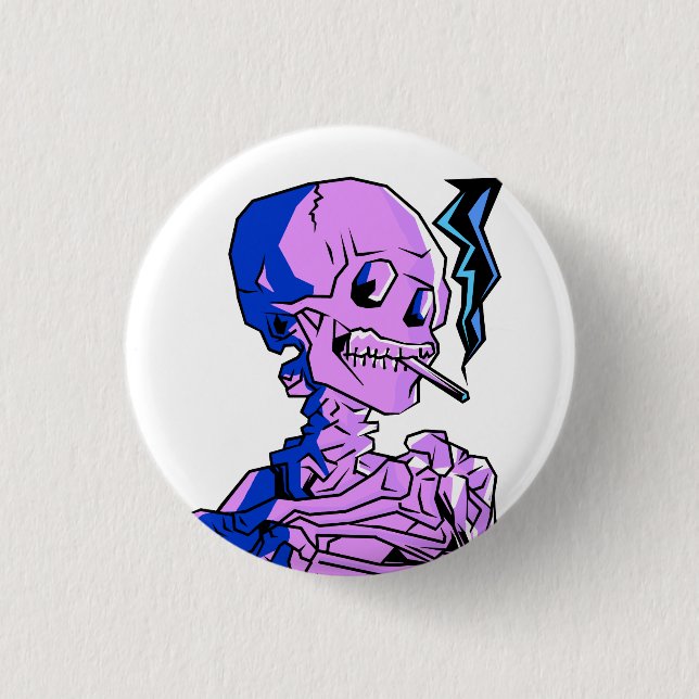 Van Gogh, Skeleton with a burning cigarette 1 Inch Round Button (Front)
