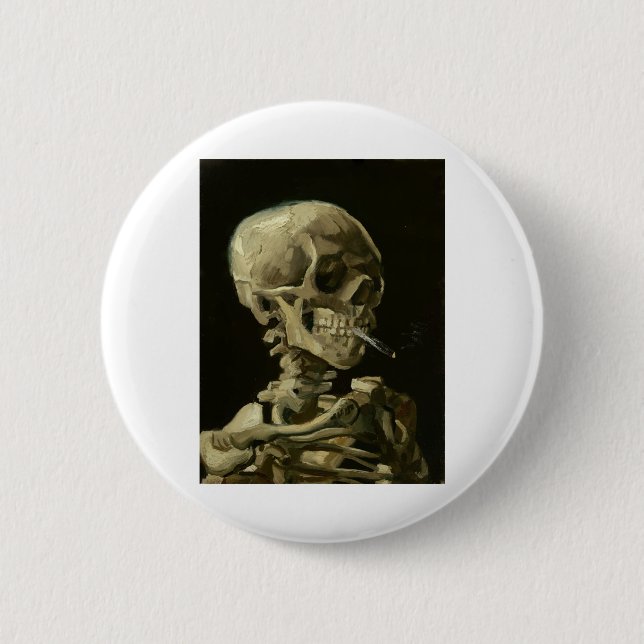 van gogh Skull 2 Inch Round Button (Front)