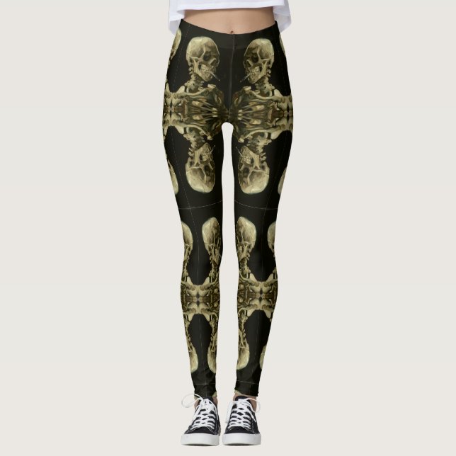 van gogh Skull Leggings (Front)