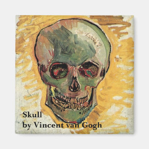 Van Gogh Skull, Vintage Still Life Impressionism Magnet
