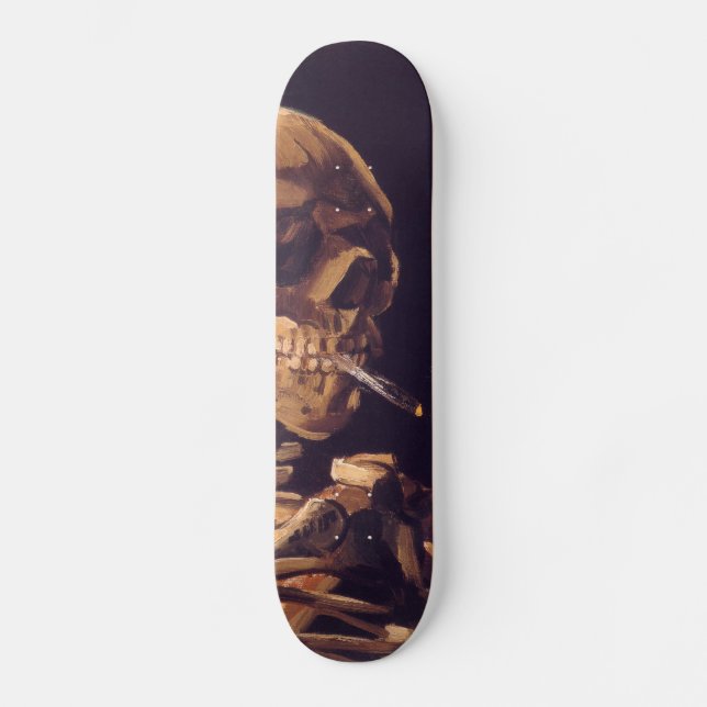 Van Gogh: Skull with Burning Cigaret Skateboard (Front)