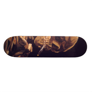 Van Gogh: Skull with Burning Cigaret Skateboard