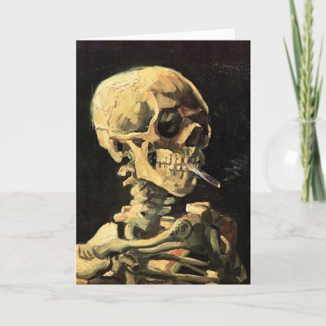 Van Gogh Skull with Burning Cigarette Greeting Car Card (Front)