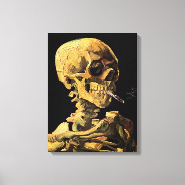 Van Gogh Skull With Burning Cigarette Large Canvas (Front)