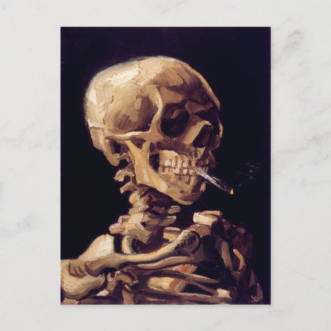 Van Gogh Skull with Burning Cigarette Postcard (Front)