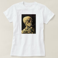 Van Gogh Skull with Burning Cigarette T-shirt
