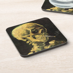 Van Gogh Skull with Burning Cigarette, Vintage Art Coaster