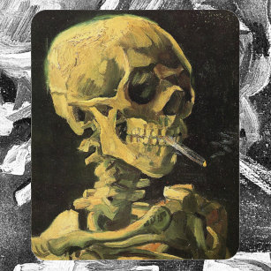 Van Gogh Skull with Burning Cigarette, Vintage Art Mouse Pad