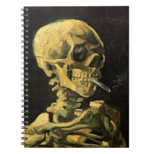 Van Gogh Skull with Burning Cigarette, Vintage Art Notebook