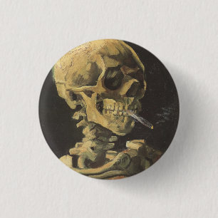 VAN GOGH - Skull with cigarette 1885 1 Inch Round Button