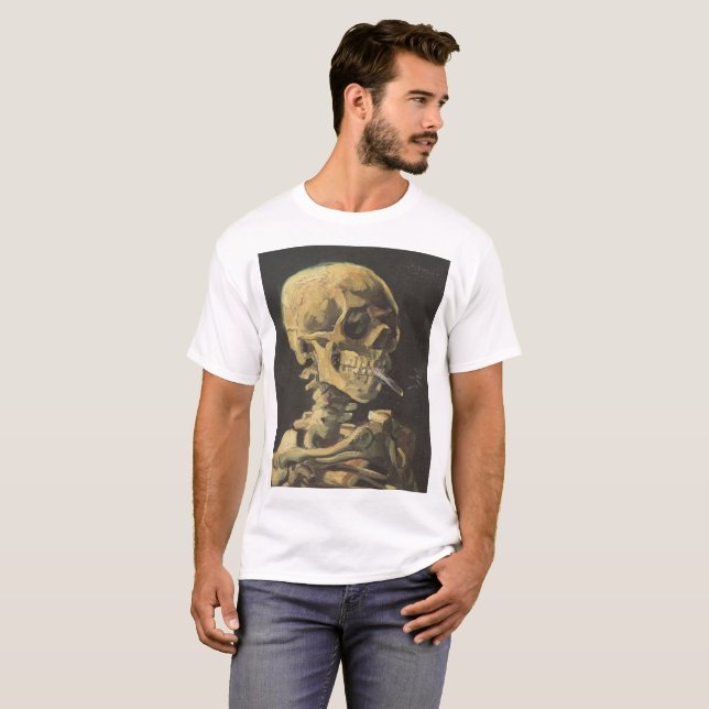 VAN GOGH - Skull with cigarette 1885 T-Shirt (Front Full)