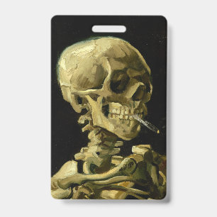 Van Gogh Smoking Skeleton Badge