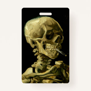Van Gogh Smoking Skeleton Badge