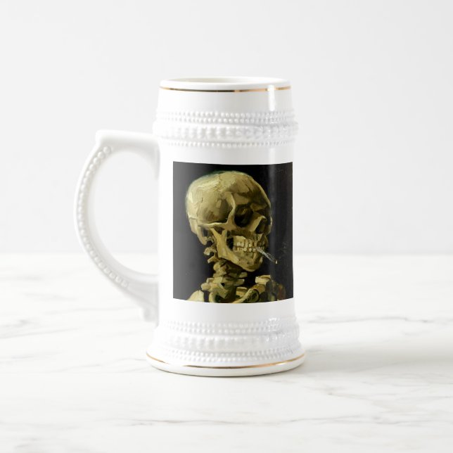 Van Gogh Smoking Skeleton Beer Stein (Left)