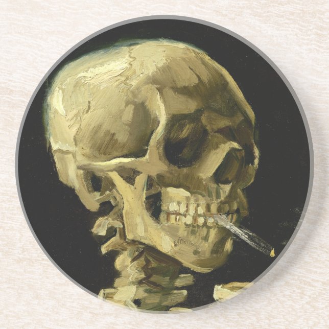 Van Gogh Smoking Skeleton Coaster (Front)