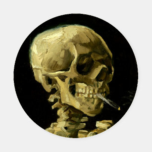 Van Gogh Smoking Skeleton Coaster Set
